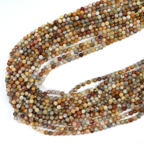 Agat koronkowy kula fasetowana ok. 4,3mm
