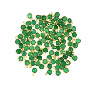 ONYKS ZIELONY 10x7mm [zawieszka, srebro pozłacane 925]