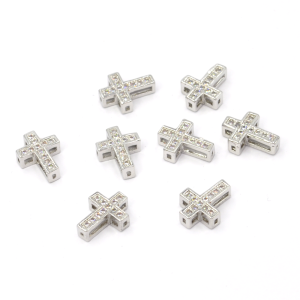Krzyż srebrny z cyrkoniami 13x10mm [przekładka, metal]