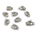 Głowa tygrysa srebrna z cyrkoniami 15x10x8mm [przekładka, metal]