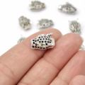 Głowa tygrysa srebrna z cyrkoniami 15x10x8mm [przekładka, metal]