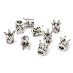 Korona srebrna z czarnymi cyrkoniami 12,5x10mm [przekładka, metal]