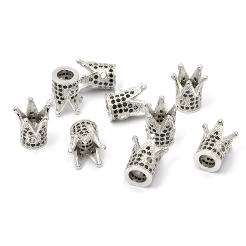 Korona srebrna z czarnymi cyrkoniami 12,5x10mm [przekładka, metal]