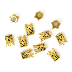 Korona złota z czarnymi cyrkoniami ok. 12x8mm [przekładka, metal]