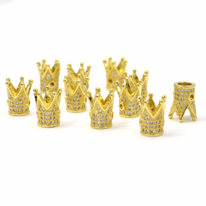 Korona złota z białymi cyrkoniami ok. 12x8mm [przekładka, metal]