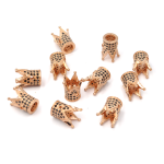 Korona różowe złoto z czarnymi cyrkoniami ok. 12x8mm [przekładka, metal]