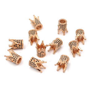 Korona różowe złoto z czarnymi cyrkoniami ok. 12x8mm [przekładka, metal]