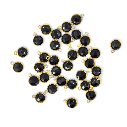 ONYKS CZARNY 11/12x9/9,5mm [zawieszka, srebro złocone 925]