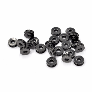 Walec czarny z cyrkoniami 7x3mm [przekładka, metal]