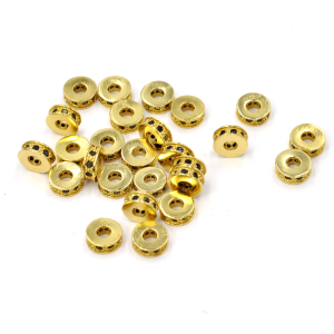 Walec złoty z cyrkoniami 7x3mm [przekładka, metal]