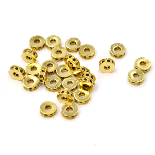 Walec złoty z cyrkoniami 7x3mm [przekładka, metal]