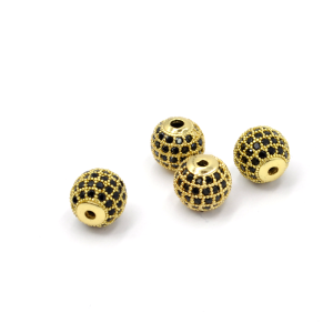 Kula złota z cyrkoniami czarnymi 10mm [przekładka, metal]