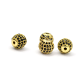 Kula złota z cyrkoniami czarnymi 10mm [przekładka, metal]