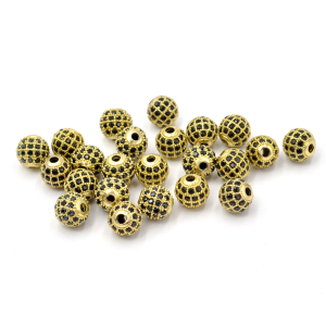 Kula złota z cyrkoniami czarnymi 8mm [przekładka, metal]