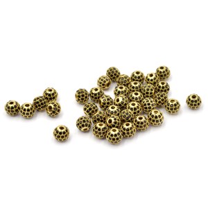 Kula złota z cyrkoniami czarnymi 6mm [przekładka, metal]