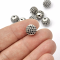 Kula srebrna z cyrkoniami czarnymi 10mm [przekładka, metal]