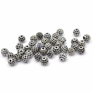 Kula srebrna z cyrkoniami czarnymi 6mm [przekładka, metal]
