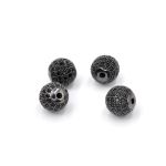 Kula czarna z cyrkoniami czarnymi 10mm [przekładka, metal]