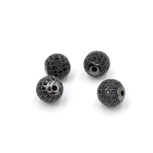 Kula czarna z cyrkoniami czarnymi 10mm [przekładka, metal]