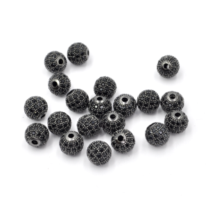 Kula czarna z cyrkoniami czarnymi 8mm [przekładka, metal]