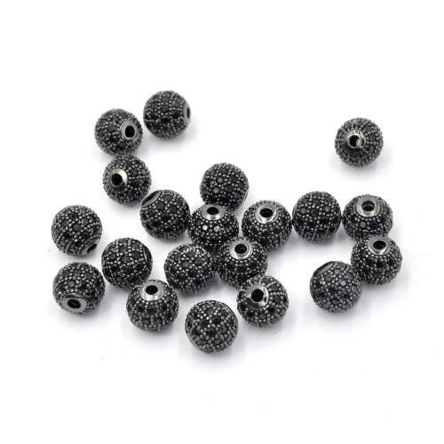 Kula czarna z cyrkoniami czarnymi 8mm [przekładka, metal]