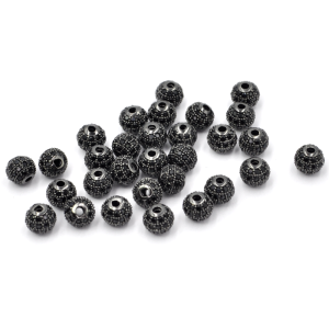 Kula czarna z cyrkoniami czarnymi 6mm [przekładka, metal]