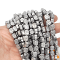 Budda hematyt srebrny płaski 8x6,5x4,5mm [sznur 40cm]