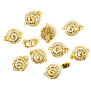 Zapięcie szufladkowe spirala 15,5x21mm [złoty, metal]