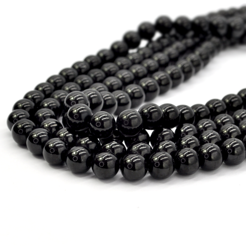 Turmalin czarny kula gładka 8mm [sznur 39cm]