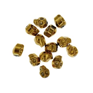 Czaszka złota ok. 10x8/7x10mm [przekładka hematyt]