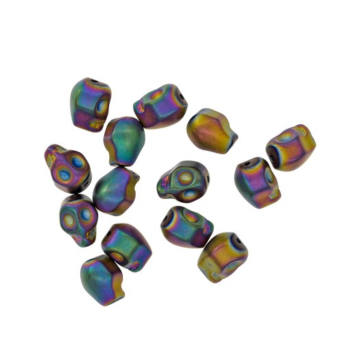 Czaszka multikolor mat ok. 10x8/7x10mm [przekładka hematyt]