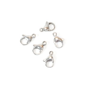 Zapięcie karabińczyk 12x7mm [srebrny, stal szlachetna], 5 sztuk