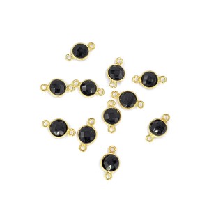 Onyks czarny ok. 13x7mm [łącznik, srebro pozłacane 925]
