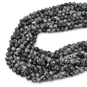 Obsydian śnieżny kula fasetowana ok. 8mm