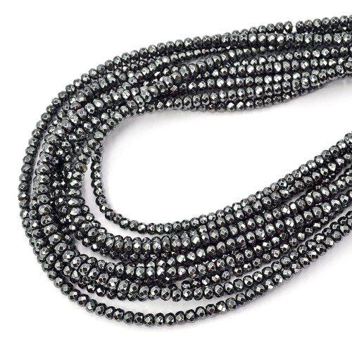 Hematyt grafit oponka fasetowana ok. 4x2,5/3mm [sznur 39cm]