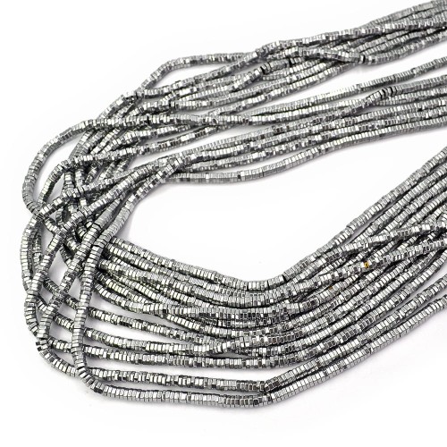 Hematyt srebro nakrętka ok. 3x1mm [sznur 39cm]