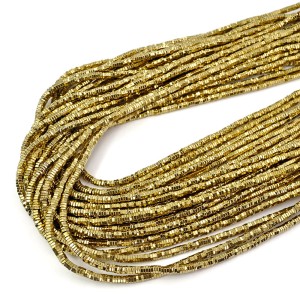 Hematyt jasne złoto nakrętka ok. 3x1mm [sznur 40cm]