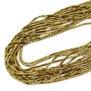 Hematyt jasne złoto poduszki ok. 2x1mm [sznur 40cm]