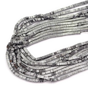 Hematyt heishi srebrny ok. 4x1mm [sznur 40cm]