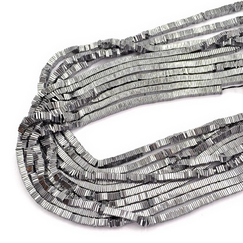 Hematyt heishi srebrny ok. 4x1mm [sznur 40cm]