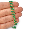 Onyks zielony kula fasetowana ok. 3mm [łańcuszek srebro złocone 925]