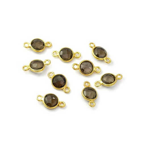Kwarc dymny ok. 13x7mm [łącznik srebro pozłacane 925]