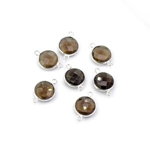 Kwarc dymny ok. 17x11mm [łącznik srebro 925]
