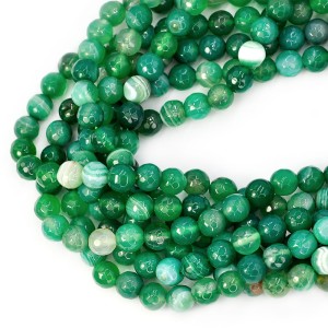Agat pasiasty zielony kula fasetowana ok. 8mm