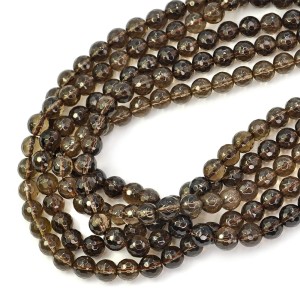 Kwarc Dymny kula fasetowana ok. 8mm