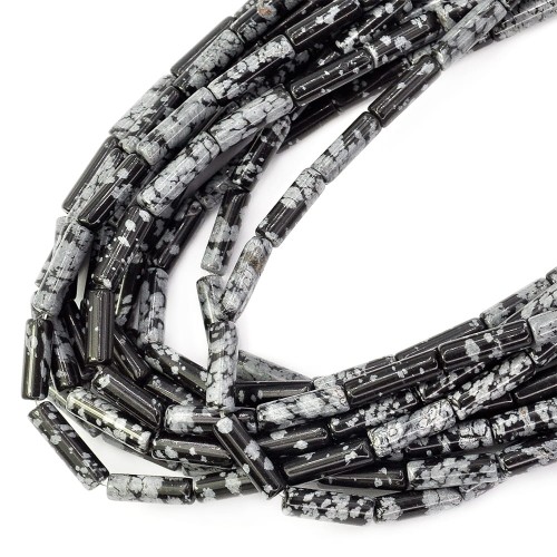 Obsydian śnieżny walec ok. 4x13mm