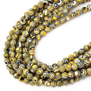 Zebra kamień syntetyczny żółty kula gładka ok. 6mm