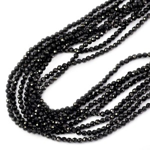 Spinel czarny kula fasetowana ok. 2,2mm