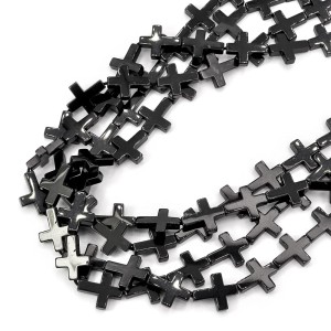 Hematyt  czarny krzyż ok. 14x17mm