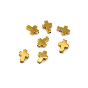 Krzyż złoty ok. 6x8mm [przekładka, hematyt]